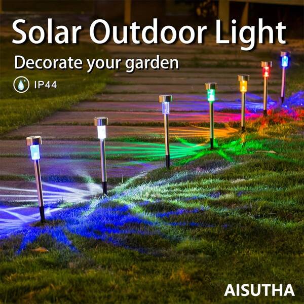 AISUTHA 10 Pcs Outdoor Solar Lights, Made Of Durable And Rust Proof Stainless Steel Material, Easy To Install Without Wiring, Suitable For Lighting Decoration In Terraces, Lawns, Paths, And Gardens
