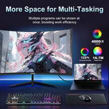 32-inch smart monitor, 180Hz high refresh rate gaming monitor, 1800R gaming curved display. It can be used as a gift and is suitable for office work, gaming, and daily life. With low latency, it brings a perfect gaming experience, making it ideal for PC gamers to play most major games on the market.