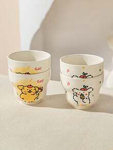 1 件/2 件可爱手绘陶瓷釉面马克杯，优雅家居装饰水杯，下午茶/咖啡杯，生日、节日、男朋友/女朋友的绝佳礼物 - 查看 6