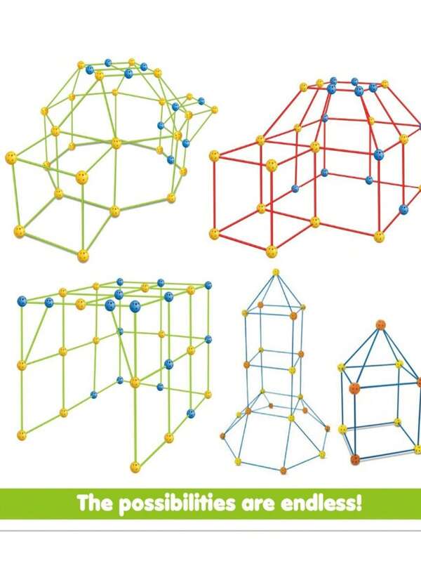 87/88 Piece Youngsters' Construction Playset - Large DIY Mosaic Tent Building Kit With PP Materials, Multicolor