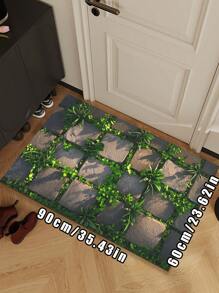 1PC Realistic Park Pavement Printed Doormat, Lightweight Super Thin Anti-Slip Floor Mat, Decorative Entrance Mat, Plush Velvet Easy Care, Trimable, Dirt-Resistant, Washable, Ironable, Indoor/Outdoor Welcome Carpet, Home Decor Floor Mat