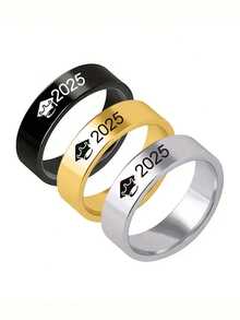 2025毕业季戒指，不锈钢毕业季戒指，送给老师和同学的礼物 - 彩色 - 查看 9