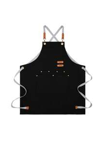 1pc Coffee Shop Work Apron, Stain Resistant Paint Spray Apron With Adjustable Straps And Large Pockets, Chef Apron - Cross Back Apron For Men And Women For Garden, Kitchen, Housework, Kitchen, Bathroom, Household Supplies, Etc.