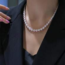 1 pièce Collier réglable en perle d'eau douce de culture fait main 1:1, élégant et gracieux pour femmes