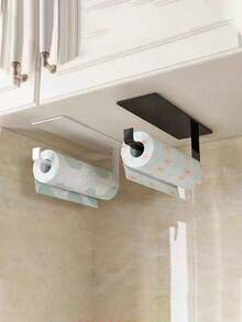 Giá treo khăn giấy nhà bếp bằng sắt rèn, Giá treo giấy cuộn treo tường, Không cần khoan, Hộp đựng giấy thấm dầu & màng bọc thực phẩm - trắng - Xem 8