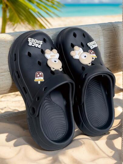 Claquettes d'été surélevées de 4cm pour hommes, respirantes, anti-odeur et antidérapantes en EVA, légères et souples, convenant pour l'intérieur/la plage/l'extérieur, sabots de décoration DIY unisexes avec motifs de bandes dessinées