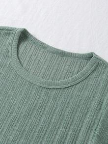 Women 3 Pieces Rib Knit Lounge Set, Including Short Sleeve Top With Drawstring Waist Shorts And Pants, Fashionable & Lightweight For Spring/Summer, Cozy Outfits, Fall Winter Clothes