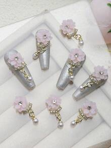 10Pcs Flowers Nail Charms Nail Drills Rhinestones & Alloy Nail Art Decorations Diy Nail Charms Nail Gems Nail Supplies Nails - Multicolor - View 9
