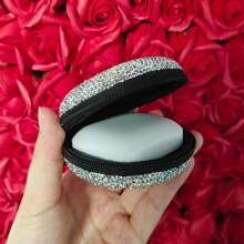 1pc Luxury Rhinestone Headphone Case, Storage Bag, Portable Electronic Accessory Case For Headphones, Charging Cables , Sturdy And Durable Portable Hard Shell Storage Case, Shockproof Protection Travel Storage Travel Essentials Back To School