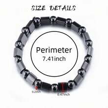 1PC Hematite Bracelet Balance Bracelet For Men Women, Handmade Natural Gemstone Beaded Stretch Elastic Healing Bracelets, Gifts For Families/Friends/Lovers - Black - View 7