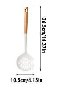 1pc/8pcs Wooden Handle Silicone Utensil Set, Non-Stick Cookware, Silicone Spatula, Wooden Spatulas, Soup Ladle, Rice Paddle, Kitchen Gadgets, Heat-Resistant &