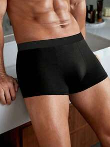 Men's Comfortable Elastic Lightweight Letter Print "I Love You, My Girlfriend" Boxer Briefs - Black - View 5