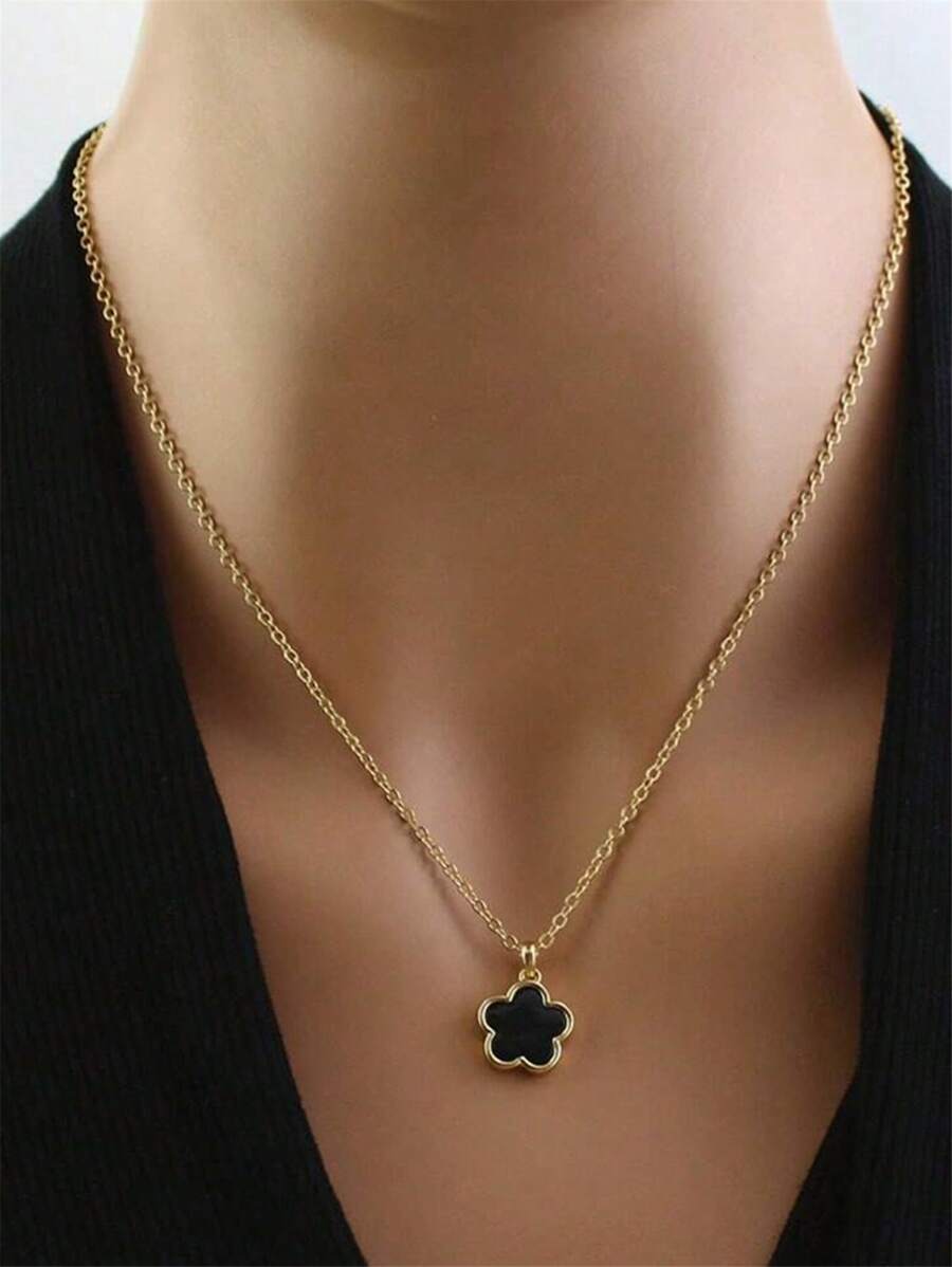 1 pieza Collar de mujer con colgante de trébol minimalista de diseño floral elegante, cadena de clavícula de moda versátil, adecuado para fiesta, regalo de cumpleaños