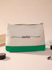 Custom Name And Text Makeup Bag, Canvas Waterproof Zipper Large Capacity Cosmetic Pouch, Coin Wallet, Pen Case Travel Organizer, Birthday Gift, Bridesmaid Gift - Multicolor - View 7