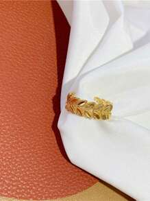 1pc Fashionable Minimalist Adjustable Open Ring For Women, Hollow Wheat Design
