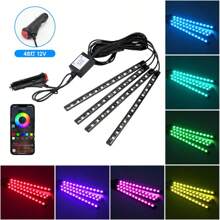 Wisciton Strisce di luci a LED per interni dell'auto, ambiente luci ambientali da 36, 48 o 72 LED, RGB, decorative, con connettore USB e sigaretta, luci per l'ambiente interno dell'auto
