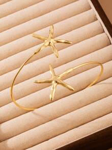 1pc Women's Minimalist Geometric Line Open Cuff Bracelet, Gold Color Jewelry For Daily Wear - Style 22 - View 3