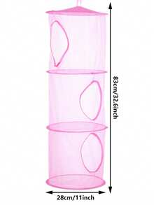 1pc Three-Layer Foldable Breathable Mesh Storage Basket, Cute And Fun Decorative Gift For Living Room And Bedroom, Can Store Toy Dolls, Fold Clothes, Suitable For Bathroom, Bedroom And Closet Organization, Space Saving And Home Travel Essential - Multicolor - View 2