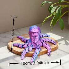 Juguete antiestrés con forma de pulpo gigante - rosa, diseño impreso en 3D con calavera calva, elemento de colección de decoración de escritorio creativa con articulaciones
