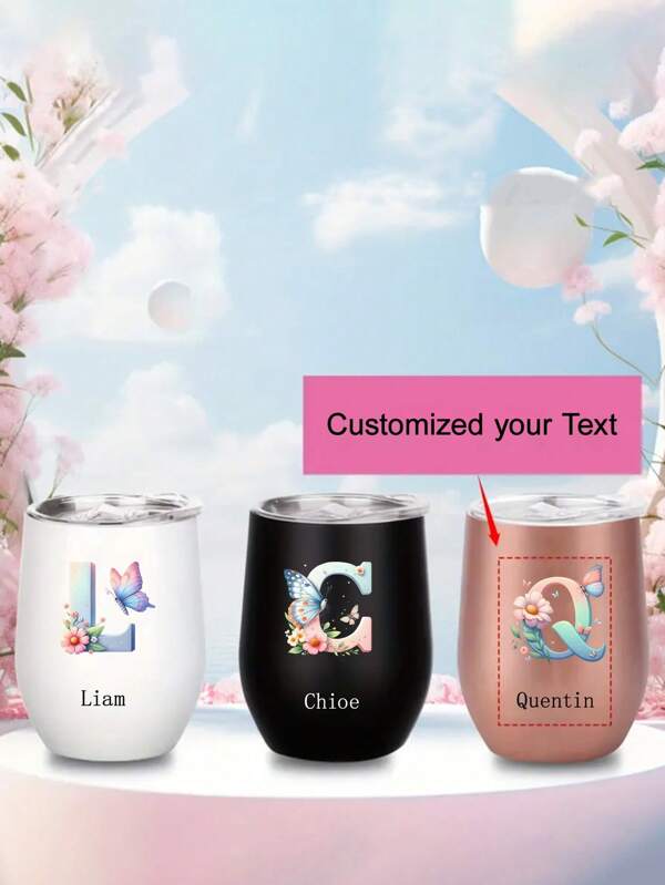 1pc Customized Stainless Steel Egg Cup With Text, Multifunctional, Easy To Clean, Reusable, Stainless Steel Crafted, Fashionable, High Quality, Minimalist, Colorful, Customized Design