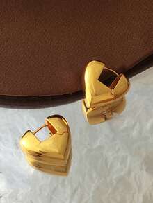 1 Pair Fashionable Vintage Coin Heart Hoop Earrings, Suitable For Business Occasions And Gifting To Female Friends, Elegant And Capable Look - Heart-shaped Earrings - View 8