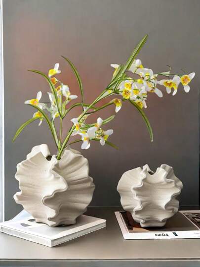 Jarrón pequeño de color arenisca, adecuado para la decoración del hogar moderno, jarrón de flores de coral de estilo nórdico, jarrón decorativo bohemio con centro de rosquilla, adecuado para mesas de café, estanterías de oficina, decoración de la sala de estar y como regalo para ocasiones especiales