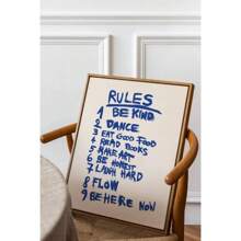 1 pezzo Stampa d'arte da parete con citazioni in stile vintage blu, alfabeto e regole, estetica d'avanguardia, decorazione per camera da letto, poster su tela, con opzione cornice