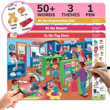 Libros de actividad de busca y encuentra para niños y niños pequeños, libro de actividades de aprendizaje preescolar reutilizable con 1 marcador de borrado en seco y 18 temas, juguetes educativos, juego de viaje para viajes en coche o avión que fomentan el desarrollo cerebral, el ejercicio y la concentración de los niños pequeños - Multicolor - Ver 14