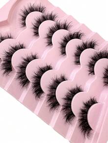 7 Pairs Full Stripe Lashes Clear Band Eyelashes Cat Eye False Eyelashes Short Soft 3d Faux Mink Eyelashes Soft Natural Makeup Fake Eyelash Strips Foxy Eye Lifting Look Extension Full Eyelash Strip To Lengthen And Volumize The Outer Corner Of Your Eye - Black - View 5
