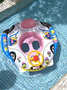 1 pieza Asiento inflable para piscina para niños, Anillo de natación flotante y lindo con forma de asiento, Piscina para niños, Anillo de natación inflable con forma de auto/barco para bañera, Anillo flotante debajo del brazo, Chaleco salvavidas de natación de verano con volante, Rosa/Azul