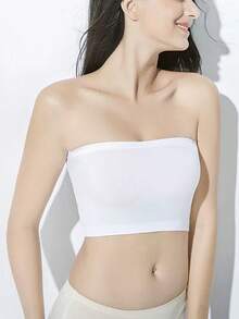 4件套女士防滑无肩带无缝吊带胸罩衬衫抹胸上衣弹力透气内衣带假领，适合圣诞装饰连衣裙 - 黑與白 - 查看 4