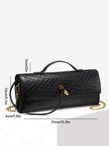 SIA Women's Vintage Minimalist Faux Woven Texture Angola Red Vintage Lock Flap Long Capacity Clutch Handbag, Shoulder Bag Suitable For Evening Party, Daily Matching, Best Choice Elegant Bag For Bridal Shower