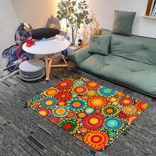 1pc Boho Vintage Pattern Rug, Polyester Entry Pad, Non-Slip Durable, Machine Washable, Easy Care, Suitable For Living Room, Bedroom, Laundry Room, Home Decor, Multifunctional Indoor/Outdoor Use - Multicolor - View 13