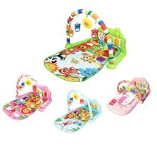 Baby Kick Klavier Fitness Puppe, 0-36 Monate Neugeborenes Kleinkind Bildungszentrum Musik Matte, Multi-sensorische Entwicklung Arm, Bein & Tastspiel Pad, Cartoon Charakterdesign Geschenk (Aufhängeringe Farbe zufällig, benötigt 3 AAA Batterien)