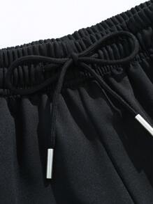 Pantaloni tricotați pentru bărbați, cu picior drept, culoare uni, pantaloni scurți ușori, casual, versatili, de vară