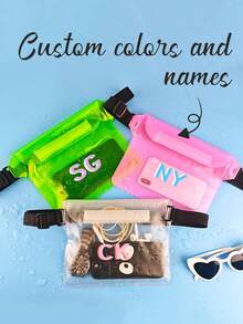 定制防水手机袋，带腰带，沙滩配件，适用于划船、游泳、浮潜、皮划艇、海滩、泳池、水上乐园、旅行收纳袋、小型行李配件、邮轮必备旅行包、迷你便携旅行整理包、便携式度假收纳袋 - 彩色 - 查看 2