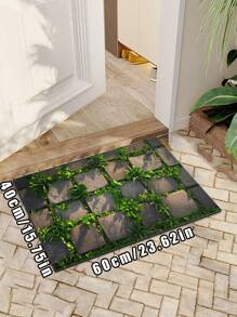 1PC Realistic Park Pavement Printed Doormat, Lightweight Super Thin Anti-Slip Floor Mat, Decorative Entrance Mat, Plush Velvet Easy Care, Trimable, Dirt-Resistant, Washable, Ironable, Indoor/Outdoor Welcome Carpet, Home Decor Floor Mat