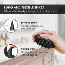 头皮按摩器 - 柔软头皮清洁器，促进头发生长，适用于卷发和直发，干湿两用洗发刷，返校季必备，旅行度假必备，女士美发配件，梳子，发刷，边缘梳，梳发，梳子，梳头，解结梳，球形梳，迷你发刷，发刷套装，木梳，发刷，后梳，造型梳，卷发梳，边缘梳，梳子，梳发，发刷套装，梳头，卷发梳，解结梳，女士发刷，头发，旅行，美发产品，美发工具，美发用品，理发师，理发师配件，理发店，美发设备 - 黑色 - 查看 2