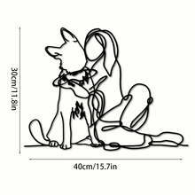 1pc German Shepherd Line Art Metal Wall Decor – Modern Woman And Dog Sculpture – One-Piece Minimalist Pet Wall Art For Indoor Or Outdoor Use – Perfect Gift For Dog Lovers - Black - View 8
