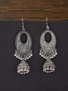 Retro Traditional Middle Eastern Style Earrings, Ancient Silver Alloy Pendant Jewelry Suitable For Women's Daily Wear