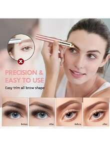 1支装可充电电动眉毛修剪器，女士眉毛修剪器，鼻毛修剪器，脱毛器，多功能体毛修剪器，脱毛笔，唇形修饰器，适用于眉毛和面部毛发修剪 - 白色 - 查看 3