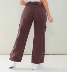 Youth Wide Leg Cargo Pants - 鏽棕色 - 查看 2
