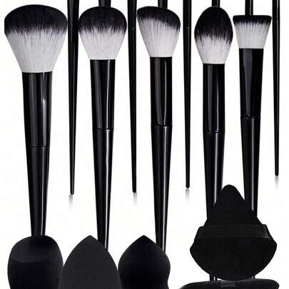 19件套高品质专业化妆刷套装，女士化妆刷套装，包含散粉刷、腮红刷、眼影刷、化妆海绵和粉扑、粉底液调色盘、化妆品、美妆蛋，适合初学者，化妆刷套装，化妆刷套装，化妆刷套装，全套化妆刷套装，化妆刷套装，化妆刷礼盒套装