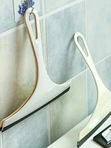 多用途家居清洁工具，适用于淋浴门、汽车挡风玻璃、浴室镜子清洁刷，配有硅胶刮刀架和挂钩，柔软硅胶窗户刮水器，通用浴室瓷砖、地板、镜子、窗户刮刀 - 彩色 - 查看 5