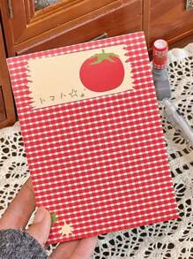 50 Blatt/100 Seiten süßes Tomaten Blanko Notizbuch, mini tragbarer Memo Block, Skizzenbuch, Tagebuch, Schulmaterial, Schulanfang