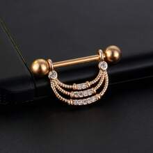 Modischer & sexy neues Produkt Dreifach-Reihen-Brustwarzenpiercing aus Edelstahl mit eingebetteten Zirkoniasteinen, Körperschmuck für den Export