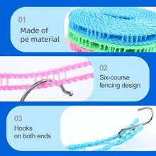 1 pièce de corde à linge portable, corde à linge épaissie et améliorée, sans perçage, disponible en plusieurs couleurs et tailles, corde à linge en plastique robuste, antidérapante et résistante au vent, corde à linge de camping, convenant pour une utilisation dans les salles de bain, les balcons, le camping extérieur, les voyages, les écoles, les dortoirs, etc., accessoires de buanderie de la maison, accessoires de camping extérieur, accessoires de salle de bain et de dortoir