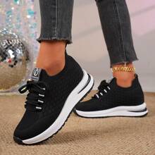 Women's Wedge Sneakers, Spring/Autumn 2025 New Korean Fashion Casual Thick-Soled Breathable Student Running Shoes