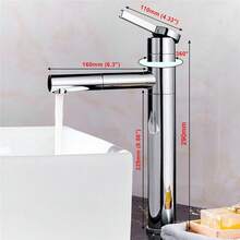 Grifo plateado, grifo de baño alto monomando, grifo de lavabo moderno, giratorio 360°, cobre de alta calidad, acero inoxidable y caucho.