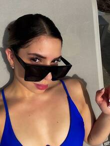 1 件女士大框时尚眼镜高端外观瘦脸眼镜女士沙滩配饰眼镜太阳镜 Y2KFest MusicFest - 彩色 - 查看 2